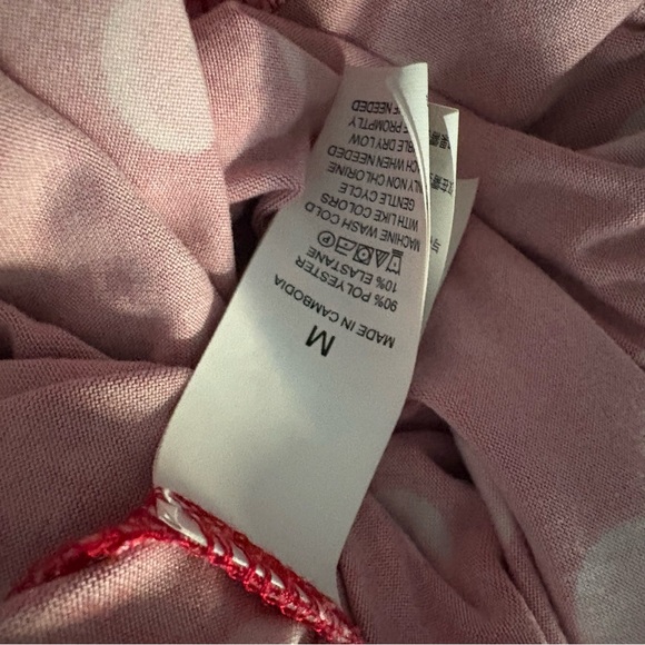 Kate Spade Red Pink Polka Dot Pajama Set Long Sleeve Pants Valentine - Picture 8 of 15